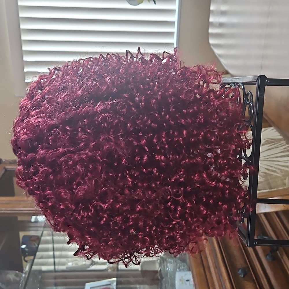 14 inch curly burgundy synthetic lace front 13x4x1 wig - Picture 4 of 4